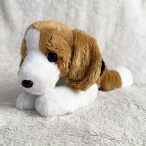 Aurora Beagle Puppy Hound Dog Plush 11" White Brown Beanie Stuffed Animal 2023